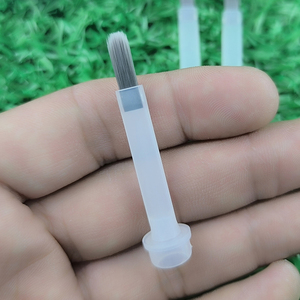 แปรงทาเล็บเจลไนลอน13/15มม. งานทำด้วยมือ OEM หัวโค้งสีน้ำตาลคอรูปวงรีทรงพัดลมสำหรับทาเล็บเจลทาเล็บ - Product Image 1