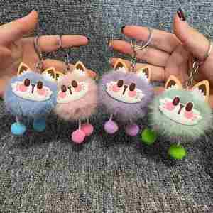 Porte-clés en peluche Chat porte-bonheur en gros - Adorable pendentif clochette de dessin animé pour sac d'école, machine à poupées, cadeau - Product Image 2