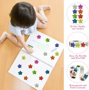 700 pegatinas de estrellas con cara sonriente para recompensas infantiles, 1 pulgada, 8 colores - Product Image 4