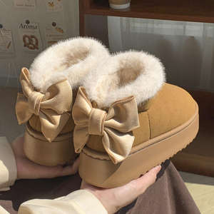 Nuevas Botas de Nieve de Moda para Mujer, con Forro de Felpa, Suela Gruesa de EVA Antideslizante, Estilo Mao, con Lazo, para Invierno - Product Image 1