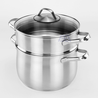 AXA Dampfer zum Kochen, 304-Edelstahl-Dampfertopf, Speisen-Dampfer 24 Zoll Dampfgläser mit Deckel 2-stufig für Suppen