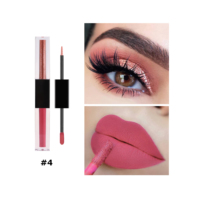 Ensemble rouge à lèvres liquide et fard à paupières avec logo personnalisé OEM Finition mate à double extrémité Hydratant et imperméable avec un bel étiquetage