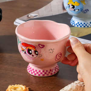 Taza de Cerámica de las Chicas Superpoderosas, Diseño de Dibujos Animados en Rosa y Azul, con Asa, Taza de Café para Oficina, para Desayuno o Bebidas - Product Image 2
