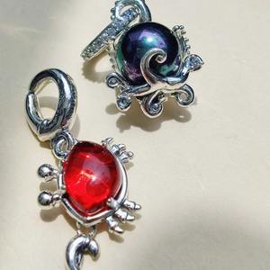 Colgante de moda unisex de la serie Océano con broche redondo de plata de ley 925 y circonita, ideal para joyería DIY, venta al por mayor. - Product Image 1