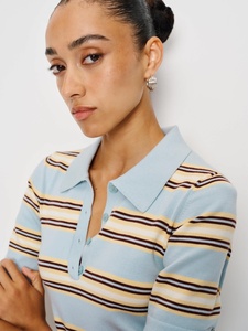 Maglione Polo A maniche corte A righe bretone 2026 da donna con collo stringato - Product Image 4