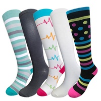 Chaussettes de compression pour femmes, personnalisées, 15-20 mmHg, en nylon élastique, à hauteur du genou, pour le sport, en spandex, pour infirmières