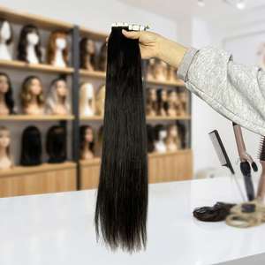 Extensiones de Cabello Natural con Cinta Adhesiva Invisible, 40 Piezas, 100g, Ondulado, Color Negro Natural, Cutícula Alineada, 30 Pulgadas - Product Image 6