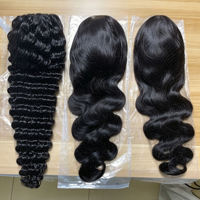 Perruque bandeau en cheveux humains, Lace Front, noir naturel, ondulée, 18 pouces, avec bonnet ajustable, pour femmes noires