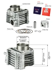 Kzl 50mm 108cc đánh bại FI/Spacy/vision110 OEM động cơ lắp ráp phụ tùng Piston Vòng xe máy xi lanh khối Bộ dụng cụ cho Honda