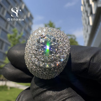 Bague de mode en argent sterling 925 avec moissanite VVS, bague hip-hop personnalisée entièrement pavée de moissanites