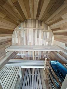 Luxury <strong>2</strong> <strong>Person</strong> Wooden Barrel Sauna With Tempered Glass Door Small <strong>Steam</strong> <strong>Room</strong> - Product Image 6