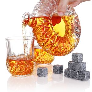 최고 판매자 화강암 냉장 위스키 돌 바위 바 액세서리 위스키 돌 세트 유리 안경 선물 상자 세트 시가 남성 - Product Image 5