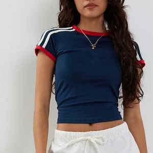 Maglietta da Baseball con stampa bianca con Slogan personalizzato t-shirt corta Sexy da donna aderente in morbido cotone Spandex da bambina estiva - Product Image 1