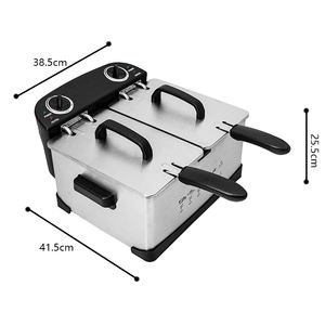 Boîtier en acier inoxydable XJ-14301 Thermostat réglable <span class=keywords><strong>Double</strong></span> réservoir <span class=keywords><strong>Friteuse</strong></span> électrique pour usage domestique - Product Image 4