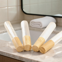 Tubes de mascara et gloss à lèvres en bambou de luxe vides avec applicateur brosse