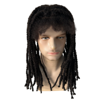 Cheveux humains vierges malaisiens # Perruque en dentelle complète 8x10 pour hommes noirs, couleur noire 1b, 16 pouces, dreadlocks, tresses torsadées