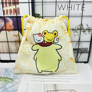 Sacs à cordon mignons pour cadeaux de fête, sacs à cordon en lin réutilisables avec logo personnalisé, sacs à cordon écologiques pour enfants, cadeaux de Noël, sacs à cordon à motifs de dessins animés - Product Image 2