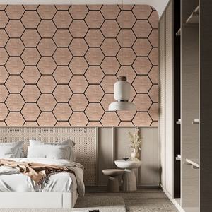 Panneaux acoustiques hexagonaux en placage de bois traditionnel, isolation phonique, écologiques, design graphique 3D, utilisation en bureau, hôtel - Product Image 3