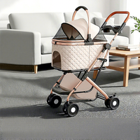 Poussette de luxe 2-en-1 pour animaux de compagnie, chariot détachable pour chien, poussette pour chat, pliage en 3 secondes, cadre en aluminium 20 kg, vente en gros pour le voyage