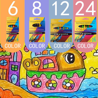 Crayons de cire 6/8/12/24 couleurs pour enfants, ensemble de dessin, crayons personnalisés en gros, ensemble de papeterie pour les fournitures de peinture des étudiants