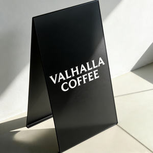 Panneau publicitaire <span class=keywords><strong>en</strong></span> acier inoxydable <span class=keywords><strong>en</strong></span> forme de A pour extérieur, café, boutique, restaurant, devanture de magasin, <span class=keywords><strong>trottoir</strong></span>, panneau durable - Product Image 1