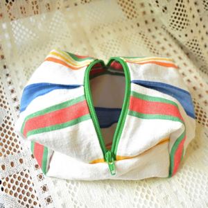 Fashion Striped Cotton Eco-Friendly Cosmetic Bag Custom Portable Cute Makeup Organizer Women Zipper Pouch Travel <b>Storage</b> - Product Image 1