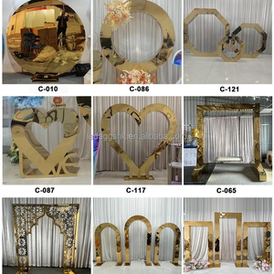 LEDA Birthday Party Events Decor Gold Square Arch Stainless Steel Mirror Large <b>Backdrop</b> <b>Stand</b> for Wedding - Product Image 5