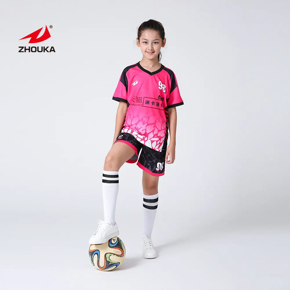 Ragazze del commercio all'ingrosso di calcio jersey completa di stampa di sublimazione squadra uniforme di calcio per i bambini