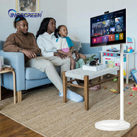 INGSCREEN TV Portabel Nirkabel LED Putih Bertenaga Baterai 21.5 Inci Smart TV HDTV LCD Android 12 4GB+64GB WiFi 2.4/5GHz