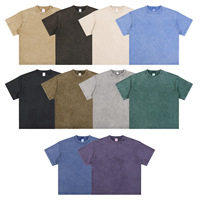Kaos Pria Lengan Pendek American Vintage Washed Katun Murni Tebal Batik Bernapas Menyerap Keringat Polos