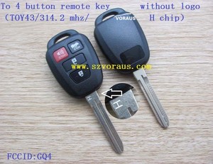 Chất lượng cao cho TOYOTA <span class=keywords><strong>4</strong></span> nút thông minh từ xa chìa khóa xe mà không có logo toy43/314.2 mhz/h chip FCC ID:GQ4-52T ** szvotaus bán buôn - Product Image 2