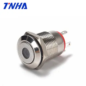 TH12A-P10FD DC 12V-36V IP65 12mm small waterproof Flat led illuminated metal push button Momentary pushbutton switch with light