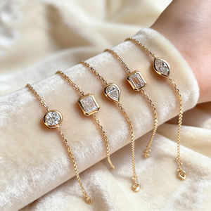 תכשיטי נירוסטה מצופים זהב 18 קראט של MICCI, צמיד אופנתי משובץ זירקון לנשים, עמיד בפני כתמים. - Product Image 5