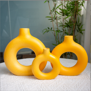 Ceramica bianca moderna casa rotonda pampa opaca vasi di fiori minimalista cena di nozze salotto ufficio tavolo decorativo <span class=keywords><strong>vaso</strong></span> - Product Image 3
