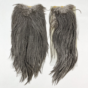 Plumes de coq grizzly rayées naturelles, matériau de montage de mouches pour la pêche à la mouche sèche, nymphes et streamers - Product Image 1