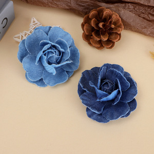 Denim Camellia <b>Flowers</b> 7.5cm Hair Accessories Clothing Decorations Fresh <b>Sweet</b> Style - Product Image 1