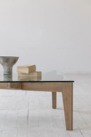 Meubles japonais centre de meubles wabi-sabi tafel ensemble table basse carrée en verre avec plateau en verre et table basse en verre