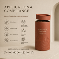 Empaque de Tubo de Papel de Grado Alimenticio Personalizado, Caja Cilíndrica de Kraft OEM para Café, Té y Alimentos Secos, Certificación FSC y BRC