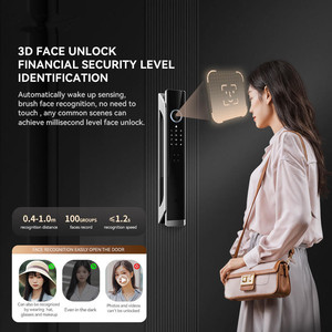 Serrure de porte intelligente en aluminium Tuya avec écran d'empreintes digitales, vidéo numérique, étanche, reconnaissance faciale et caméra pour hôtel - Product Image 4