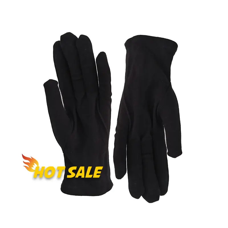 Gants noirs en coton de type épaissi en gros, gants chauds d'hiver pour travaux de construction robustes, gants noirs en coton 100%