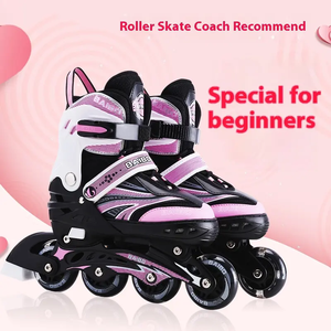 स्पष्ट थोक फैशन 4 व्हील एडजस्टेबल रोलर स्केट्स फ्लैशिंग व्हील्स सिंगल रो रोलर स्केट्स - Product Image 6