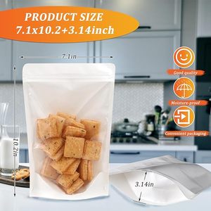 Sachet Doypack en papier kraft blanc avec fermeture éclair, personnalisable avec logo, pour poudre, vente en gros - Product Image 3