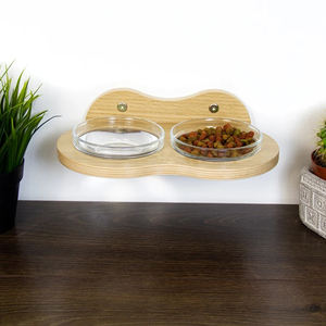 חדר אוכל לחיות מחמד רכוב קיר זוגי קערות מים ותלוי כלבים - Product Image 2