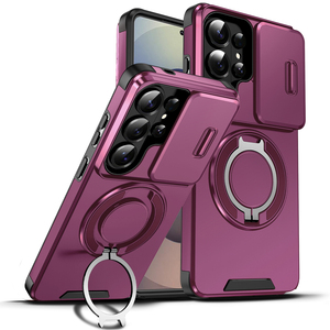 Coque de protection robuste pour objectif d'appareil photo avec béquille rotative et anneau magnétique pour Samsung S26 Ultra, étui de téléphone en TPU+PC rigide - Product Image 4