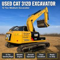 Excavatrice sur chenilles d'occasion CAT312D, 12 tonnes, marque japonaise d'origine, excavatrice de construction de taille moyenne, faible nombre d'heures, bon état, moteur d'origine