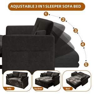 Vente en gros Canapé-<span class=keywords><strong>lit</strong></span> convertible 3 en 1 Dossier réglable Canapé-<span class=keywords><strong>lit</strong></span> en velours Petite <span class=keywords><strong>causeuse</strong></span> Divano Letto Futon Canapés - Product Image 5