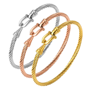 Vendita calda a testa a U con fibbia a gancio in acciaio inossidabile braccialetto a fune a più colori braccialetti di moda all'ingrosso - Product Image 1