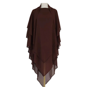 Hijab Musulmano da Donna di Alta Qualità, Nuovo Modello Turco con Laccio sul Retro, Sciarpa da Preghiera Semplice, Niqab Lungo a 3 Strati in Chiffon, Khimar 130cm - Product Image 6