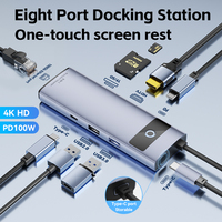Jasoz Aluminium Alloy Type C USB Hub 8 in 1 Multiport Adapter 4K HD 100W 3.0 2.0 Docking Station untuk Laptop MacBook Tersedia