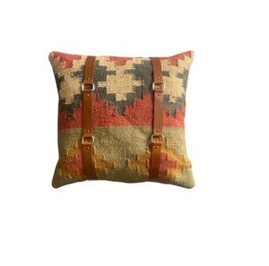 Premium Wool Jute Cushion Featuring Leather Belt Detail Stylish Handmade <b>Pillow</b> for Modern Interior <b>Decoration</b> - Product Image 6